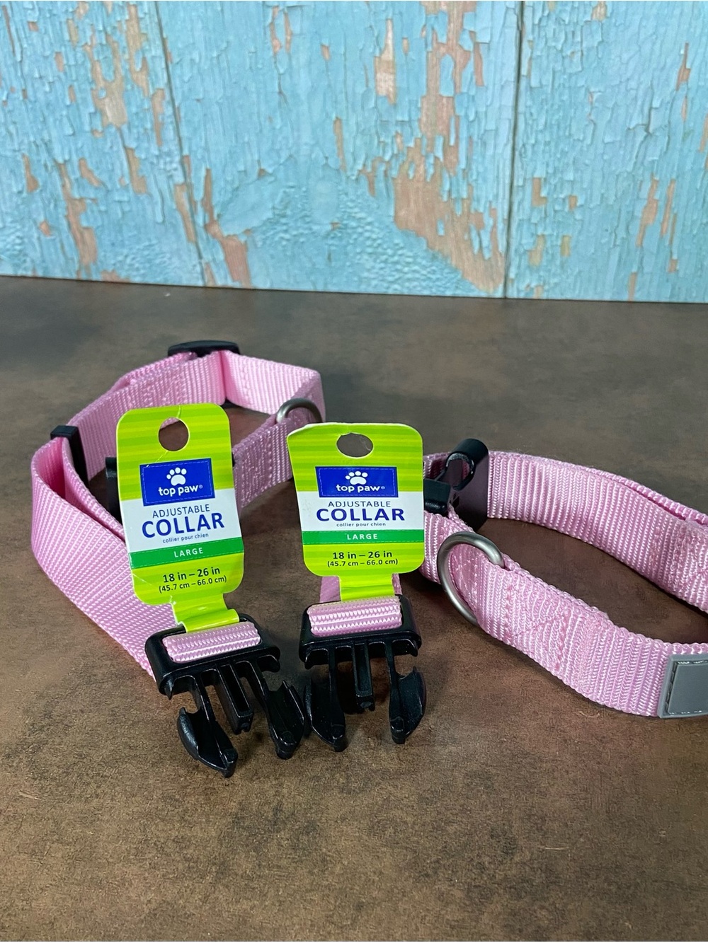 2 Top Paw Pink Adjustable Collar Set w/reflective piece